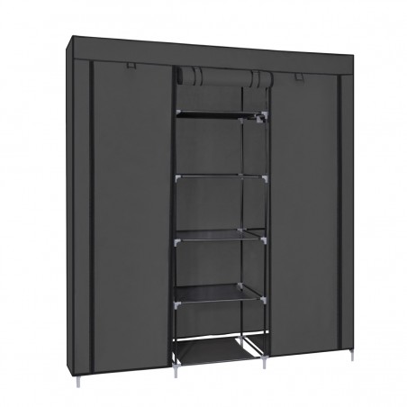 Armario de Tela Ropero Estantería Plegable T-LOVENDO Modular Portátil Grande 175x150x45 cm con Cremallera y Tubos de Acero