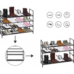 Zapatero de 4 Alturas Estantería Organizador Zapatos Botas Bolsos Estantería para 16 Pares Abierto Estrecho 99,5x28x75cm