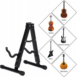 Soporte de suelo para guitarra plegable Base tipo A con estructura metálica, acolchado protector y patas antideslizantes