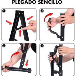 Soporte de suelo para guitarra plegable Base tipo A con estructura metálica, acolchado protector y patas antideslizantes