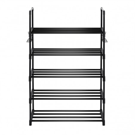 Zapatero estrecho entrada recibidor. Mueble organizador de zapatos armario estantería 89x31x59cm. 5 niveles. Ganchos