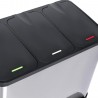 Papelera triple de cocina, 3 X 15 L, con tapas independientes marcadas por color, cubo de basura triple de acero