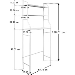 Estantería de Baño sobre Inodoro o Lavadora | Ahorra Espacio con 3 Baldas | Mueble organizador para toallas, ropa
