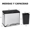Papelera triple de cocina, 3 X 15 L, con tapas independientes marcadas por color, cubo de basura triple de acero