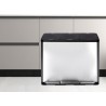 Papelera triple de cocina, 3 X 15 L, con tapas independientes marcadas por color, cubo de basura triple de acero