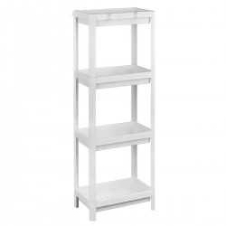 Estantería Auxiliar Portátil Multiusos para Baño, Cocina, 4 Baldas Perforadas, Higiénica, Ligera, Fabricada en PP Blanca