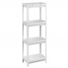 Estantería Auxiliar Portátil Multiusos para Baño, Cocina, 4 Baldas Perforadas, Higiénica, Ligera, Fabricada en PP Blanca