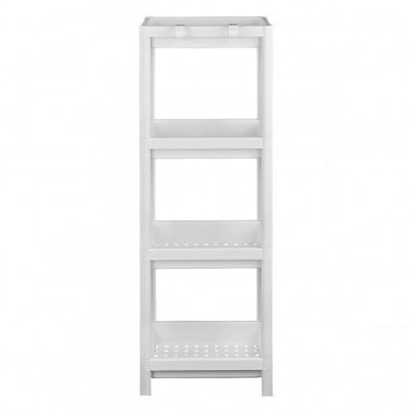 Estantería Auxiliar Portátil Multiusos para Baño, Cocina, 4 Baldas Perforadas, Higiénica, Ligera, Fabricada en PP Blanca