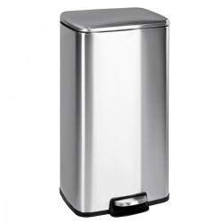 Cubo de Basura para la Cocina, 30 L, Cubo de Pedal de Acero con Tapa y Cubo Interior, Cierre Suave, Acero Inoxidable