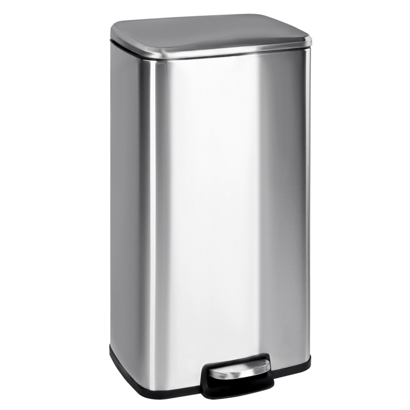 Cubo de Basura para la Cocina, 30 L, Cubo de Pedal de Acero con Tapa y Cubo Interior, Cierre Suave, Acero Inoxidable