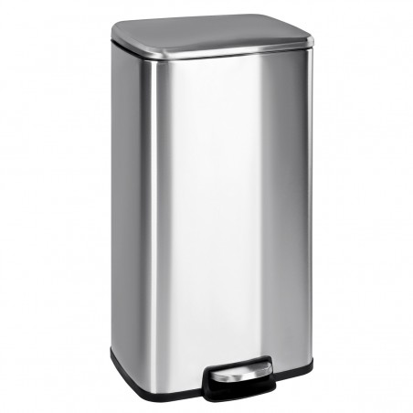 Cubo de Basura para la Cocina, 30 L, Cubo de Pedal de Acero con Tapa y Cubo Interior, Cierre Suave, Acero Inoxidable