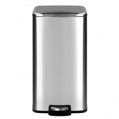 Cubo de Basura para la Cocina, 30 L, Cubo de Pedal de Acero con Tapa y Cubo Interior, Cierre Suave, Acero Inoxidable