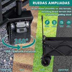 Carro de Mano Plegable con Ruedas Grandes Todoterreno | Carrito Multiusos Ideal Playa, Compra, Jardín o Camping | 150 kg
