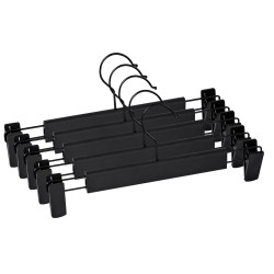 Juego de 5 Perchas para Pantalones, Faldas, con 2 Pinzas, Set de 5 Perchas para Camisas, Bufanda, Gancho 360º