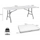 Mesa plegable camping portátil, jardín, catering. Auxiliar y Rectangular 180x70cm. Hasta 150kg de carga. Blanca