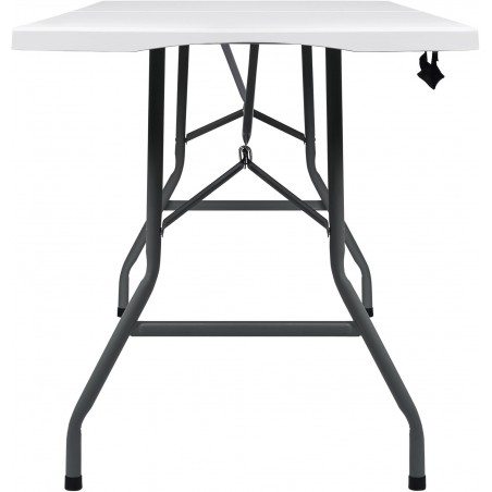 Mesa plegable camping portátil, jardín, catering. Auxiliar y Rectangular 180x70cm. Hasta 150kg de carga. Blanca
