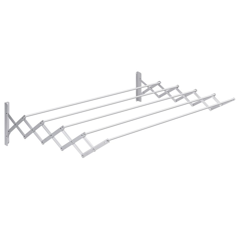 Tendedero de Pared Extensible - Barra para Secar Ropa en Acero Inoxidable PARED AM-ARL2512 con Sistema Plegable