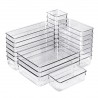 Set de 25 Cajones de Organización | Organizadores de Plástico Transparentes | Separadores de Cajones para Escritorio