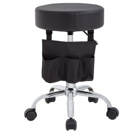 Taburete Giratorio Profesional con Ruedas y Bolsillos Almacenaje | Silla Redonda Ajustable | Banqueta Altura Regulable