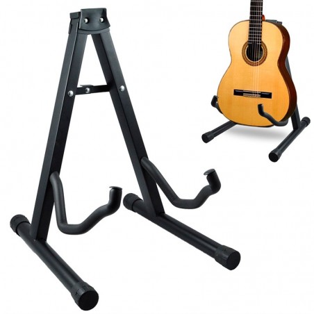 Soporte de suelo para guitarra plegable Base tipo A con estructura metálica, acolchado protector y patas antideslizantes
