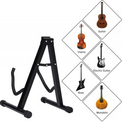 Soporte de suelo para guitarra plegable Base tipo A con estructura metálica, acolchado protector y patas antideslizantes