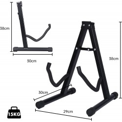 Soporte de suelo para guitarra plegable Base tipo A con estructura metálica, acolchado protector y patas antideslizantes