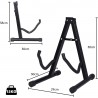 Soporte de suelo para guitarra plegable Base tipo A con estructura metálica, acolchado protector y patas antideslizantes