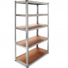 Estantería Metálica Almacenaje de Acero Galvanizado + 5 Baldas MDF, 180 x 90 x 40cm, Modular, Baldas Ajustables