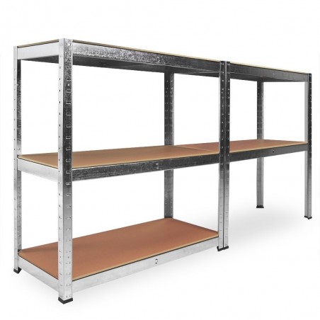 Estantería Metálica Almacenaje de Acero Galvanizado + 5 Baldas MDF, 180 x 90 x 40cm, Modular, Baldas Ajustables