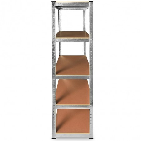 Estantería Metálica Almacenaje de Acero Galvanizado + 5 Baldas MDF, 180 x 90 x 40cm, Modular, Baldas Ajustables