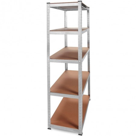 Estantería Metálica Almacenaje de Acero Galvanizado + 5 Baldas MDF, 180 x 90 x 40cm, Modular, Baldas Ajustables