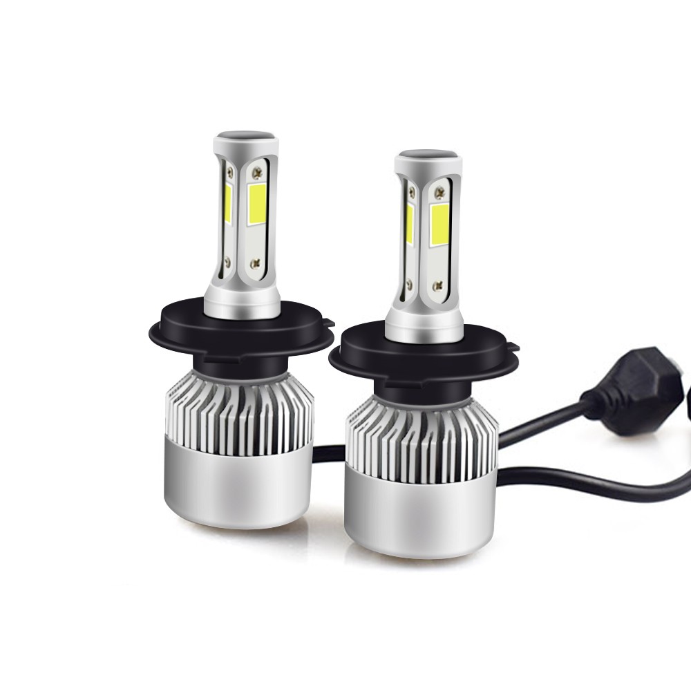 2x Bombillas H4 LED COB 72W 8000LM 6500K para Faro Coche Blanco Frio