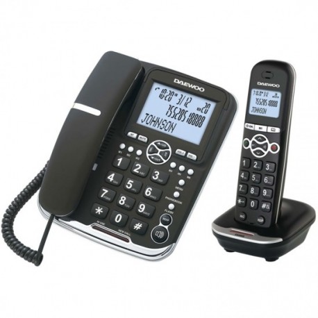 TELEFONO DAEWOO DTD-5500 NEGRO DECT COMBO HILO+DEC