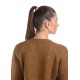 Suéter de Cuello en Pico para Mujer Beige / Marron