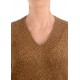 Suéter de Cuello en Pico para Mujer Beige / Marron