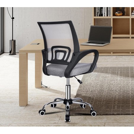 Silla de Oficina Ergonómica con Ruedas y Soporte Lumbar - Juvenil Altura Regulable Giratoria 360 Grados