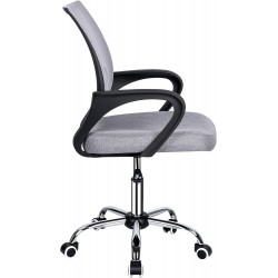 Silla de Oficina Ergonómica con Ruedas y Soporte Lumbar - Juvenil Altura Regulable Giratoria 360 Grados