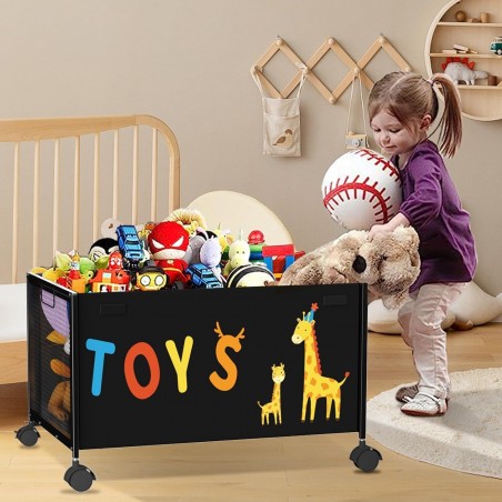 Caja de Juguetes para Niños con Tapa y Ruedas 360° - Baúl de Almacenamiento Plegable 70L con Asa Ergonómica