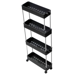 Carro de Cocina Estrecho Alto con Ruedas. Carrito Auxiliar Organizador verdulero. Almacenaje Vertical cajones plástico