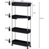 Carro de Cocina Estrecho Alto con Ruedas. Carrito Auxiliar Organizador verdulero. Almacenaje Vertical cajones plástico