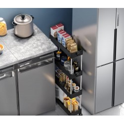 Carro de Cocina Estrecho Alto con Ruedas. Carrito Auxiliar Organizador verdulero. Almacenaje Vertical cajones plástico