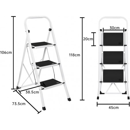 Escalera Plegable de Tijera T-LOVENDO con Peldaños Antideslizantes 2 3 o 4 Peldaños Taburete Bloqueo Seguridad Fácil Guardar