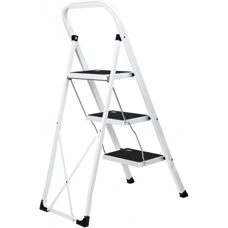 Escalera Plegable de Tijera T-LOVENDO con Peldaños Antideslizantes 2 3 o 4 Peldaños Taburete Bloqueo Seguridad Fácil Guardar