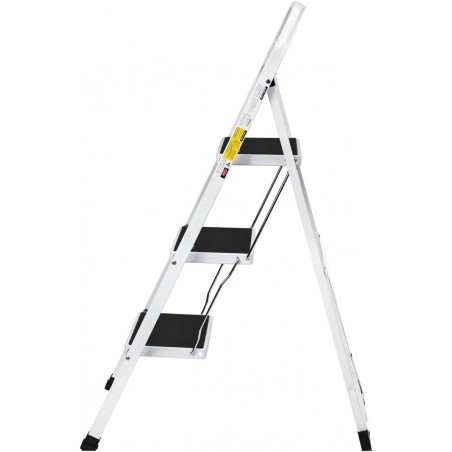 Escalera Plegable de Tijera T-LOVENDO con Peldaños Antideslizantes 2 3 o 4 Peldaños Taburete Bloqueo Seguridad Fácil Guardar