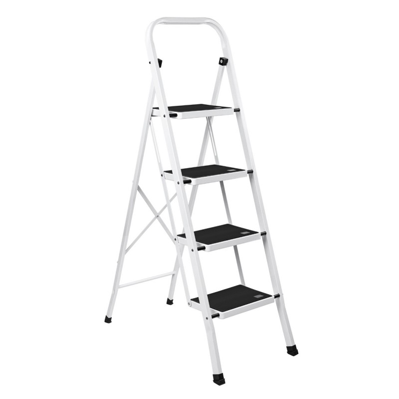 Escalera Plegable de Tijera T-LOVENDO con Peldaños Antideslizantes 2 3 o 4 Peldaños Taburete Bloqueo Seguridad Fácil Guardar