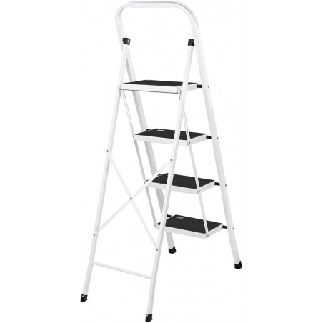 Escalera Plegable de Tijera T-LOVENDO con Peldaños Antideslizantes 2 3 o 4 Peldaños Taburete Bloqueo Seguridad Fácil Guardar