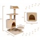 Árbol Rascador para Gatos- 3 Alturas- con Refugio- Torre con Plataformas- Cuerda de sisal Juguete Escalador Gato Mediano