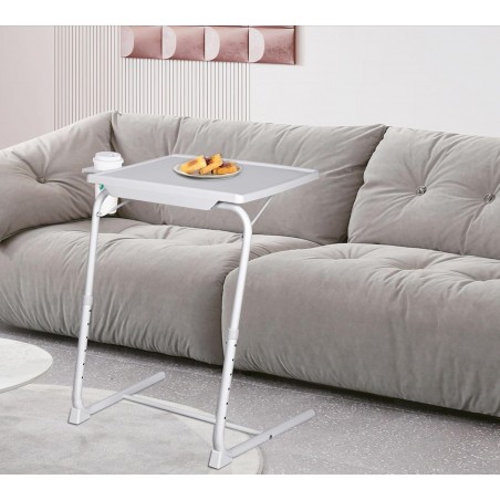 Mesa Plegable Auxiliar con Altura y Ángulo Ajustables - Mesita Portátil para Sofá, Cama, Escritorio y Comedor