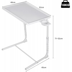 Mesa Plegable Auxiliar con Altura y Ángulo Ajustables - Mesita Portátil para Sofá, Cama, Escritorio y Comedor