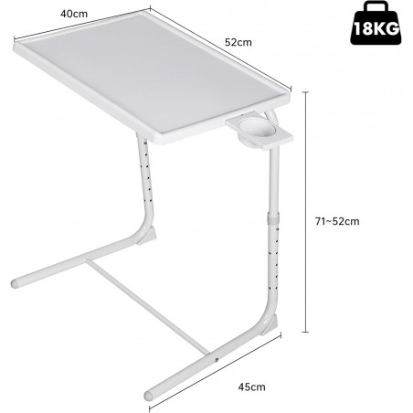 Mesa Plegable Auxiliar con Altura y Ángulo Ajustables - Mesita Portátil para Sofá, Cama, Escritorio y Comedor